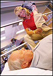 Patient receiving outpatient physical therapy